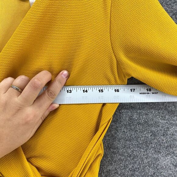 B. Darlin Dress Women 5/6 Yellow Sheath Short V-Neck Belted Zipper Lined Casual - Picture 6 of 8